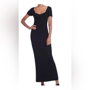 Staud Camden Dress XL Black Rib Knit Bustier Midi Dress Stretch NWT $295